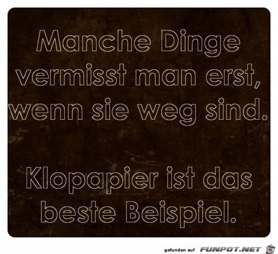 manche Dinge vermisst man erst manche Dinge vermisst man erst
