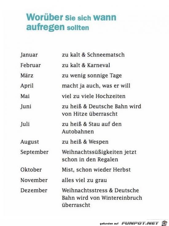 Kalender zum Aufregen