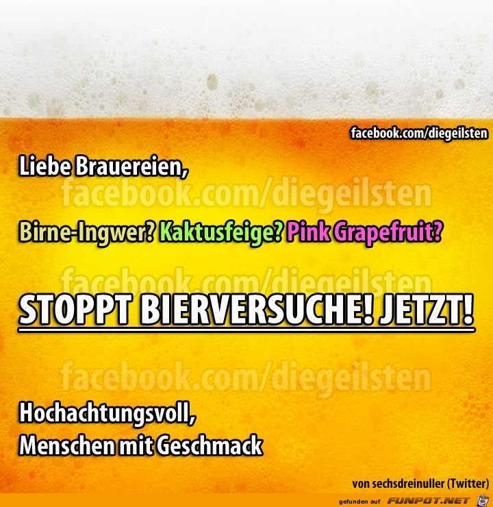 stoppt Bierversuche