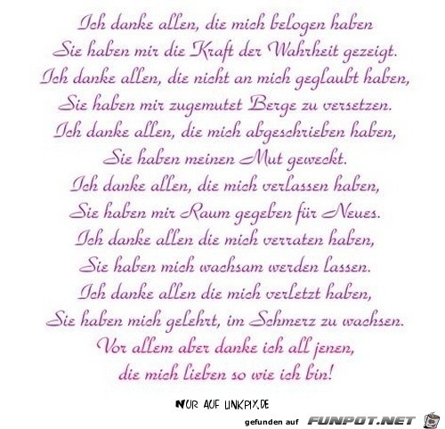 ich danke allen ich danke allen