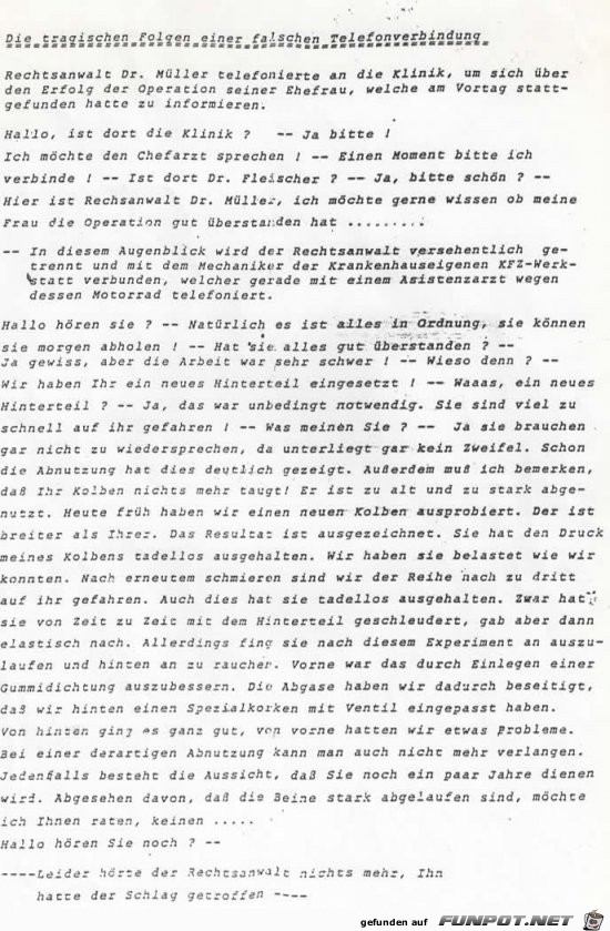 die Telefonverwechslung die Telefonverwechslung