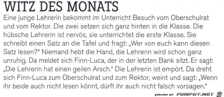 Schulwitz des Monats Schulwitz des Monats