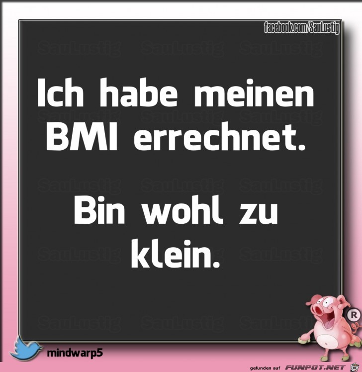 Habe meinen BMI errechnet Habe meinen BMI errechnet