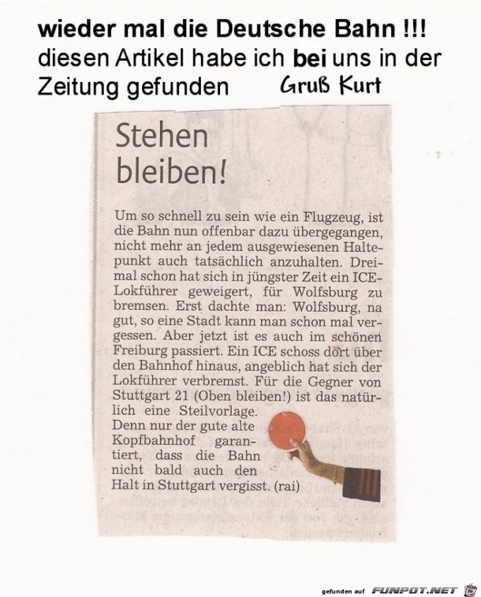 wieder mal ein Kracher unserer lieben Deutschen Bahn wieder mal ein Kracher unserer lieben Deutschen Bahn