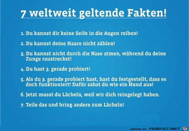 7 weltweit geltende Fakten 7 weltweit geltende Fakten