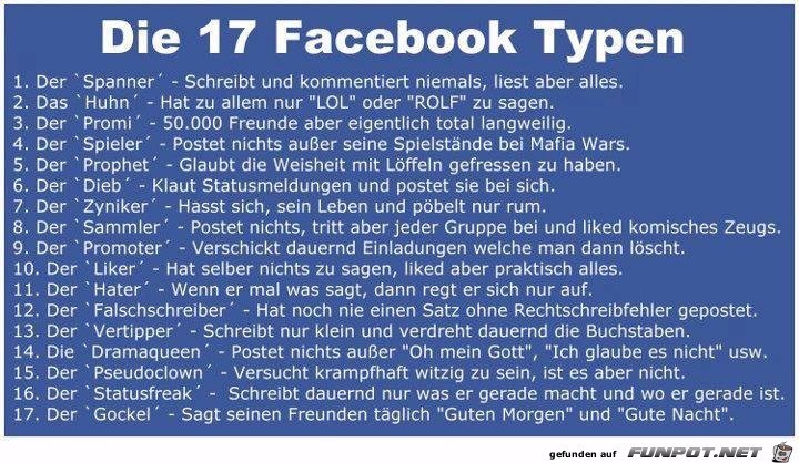 Die 17 Facebook Typen