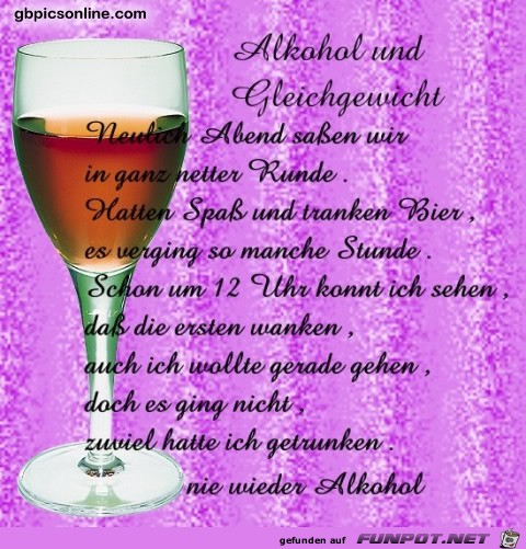 Alkohol und Gleichgewicht Alkohol und Gleichgewicht