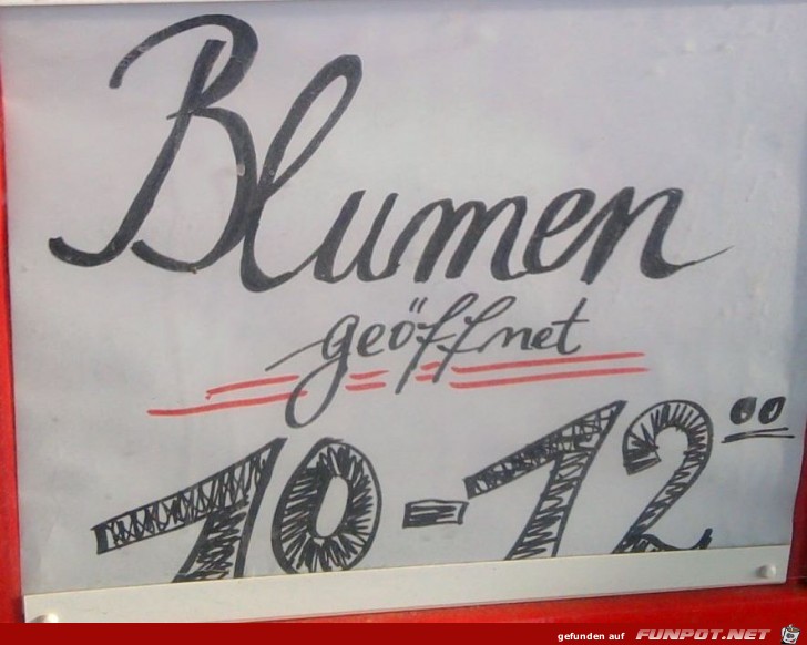 Oeffnungzeiten der Blumen Oeffnungzeiten der Blumen