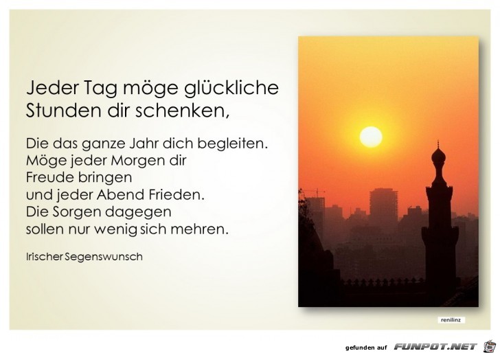 Jeder Tag moege glueckliche Stunden dir schenken Jeder Tag moege glueckliche Stunden dir schenken