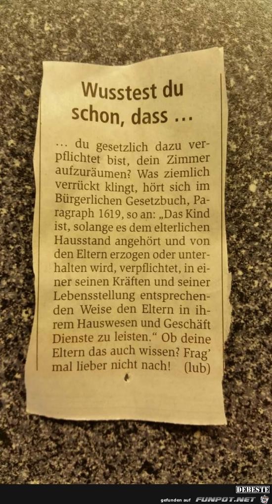 wusstest du schon das du 