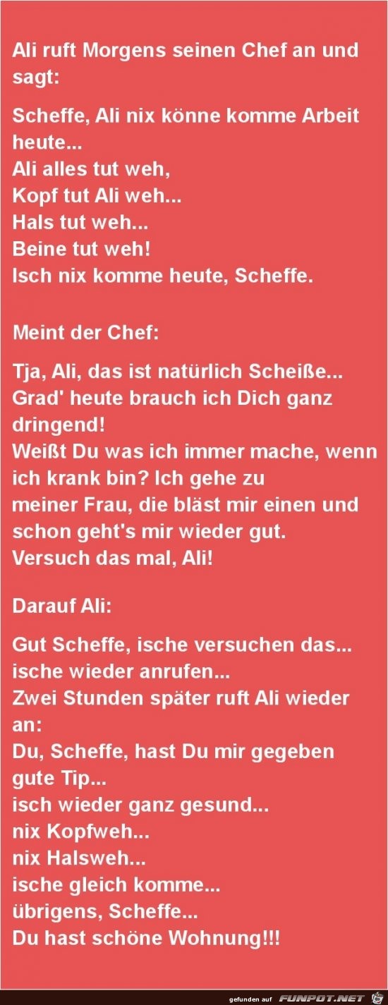 Ali ruft Chef an Ali ruft Chef an