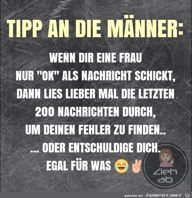 Tipp an die Männer Tipp an die Männer