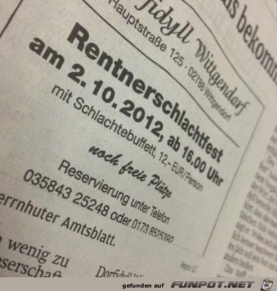 Rentnerschlachtfest Rentnerschlachtfest
