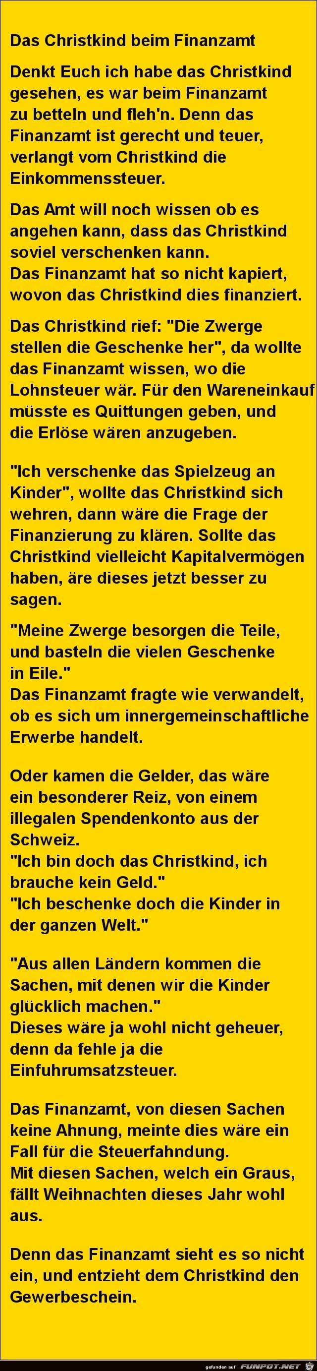 das Christkind beim Finanzamt