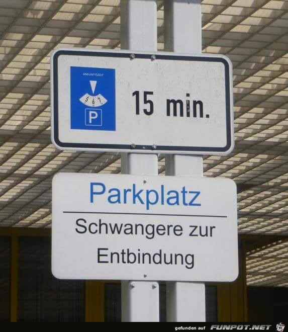 Parkplatz Schwangere zur Entbindung