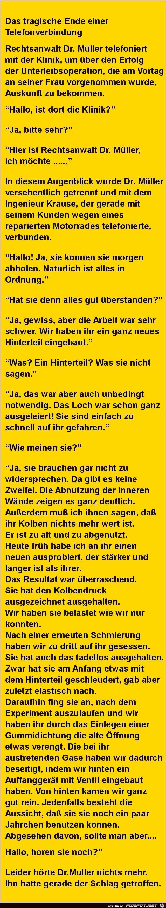 das tragische Ende einer Telefonverbindung das tragische Ende einer Telefonverbindung