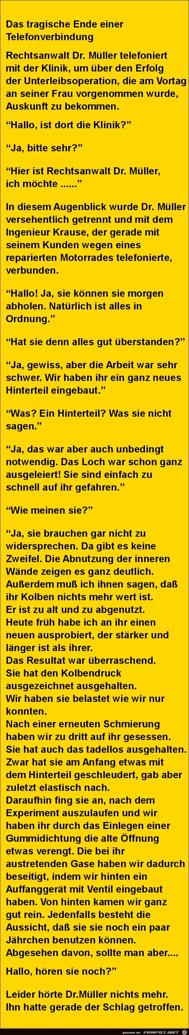 das tragische Ende einer Telefonverbindung