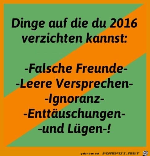 2016 verzichten 2016 verzichten
