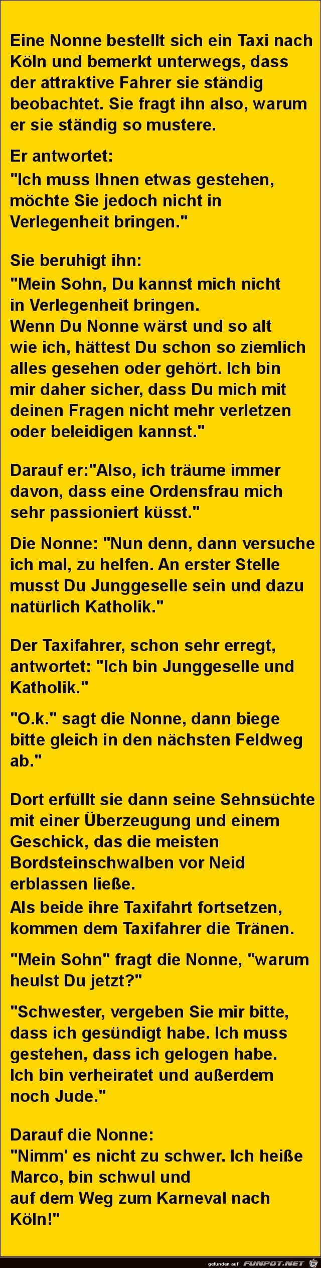 eine Nonne im Taxi