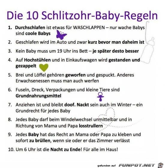 die 10 Baby Regeln die 10 Baby Regeln