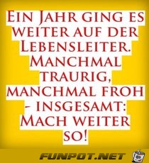 ein Jahr ging es weiter auf der Lebensleiter ein Jahr ging es weiter auf der Lebensleiter