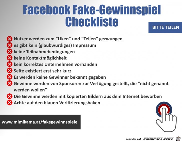 FB -FAKE- Gewinnspiel Checkliste FB -FAKE- Gewinnspiel Checkliste