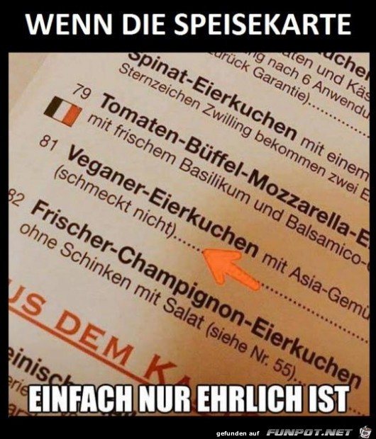 Speisekarte Speisekarte
