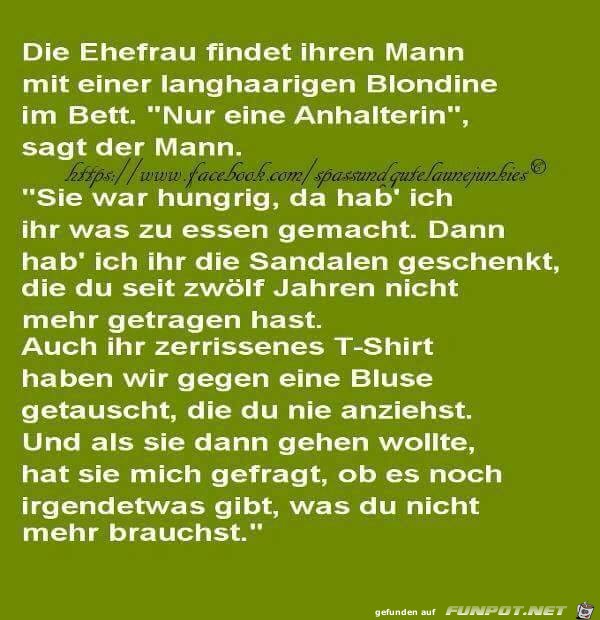 Ehefrau findet ihren Mann Ehefrau findet ihren Mann