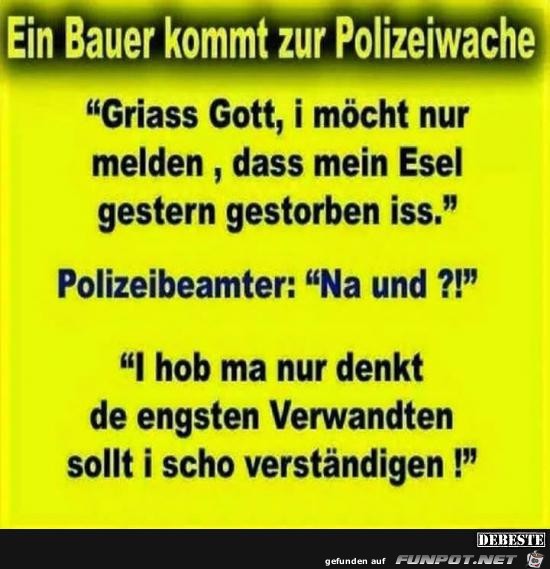 ein Bauer geht zur Polizei