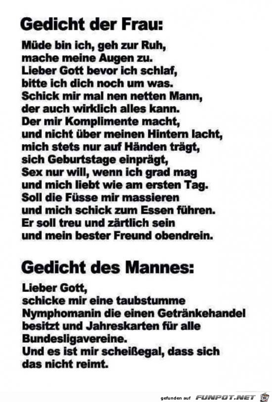 Gedicht einer Frau und einem Mann Gedicht einer Frau und einem Mann
