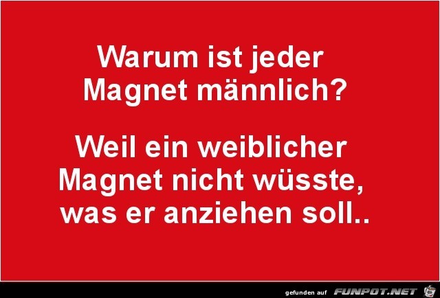 warum st jeder Magnet maennlich.....