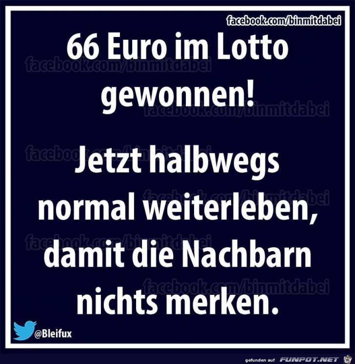 66 Euro im Lotto gewonnen