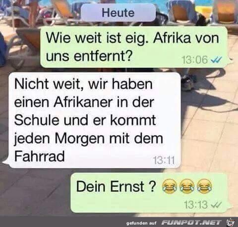 wie weit ist Afrika.....