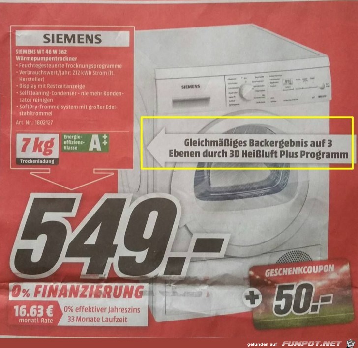 Top-Angebot: Trockner mit eingebauten Backofen