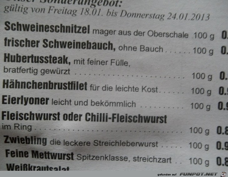 Schweinebauch ohne Bauch