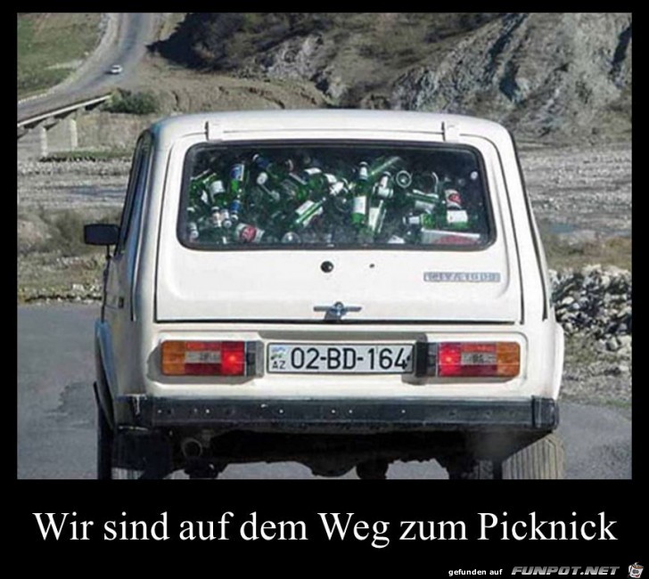 bin auf dem Weg zum Picknick