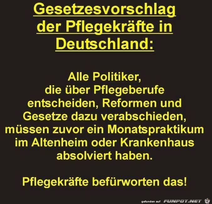 Gesetzesvorschlag für Pflegekraefte Gesetzesvorschlag für Pflegekraefte