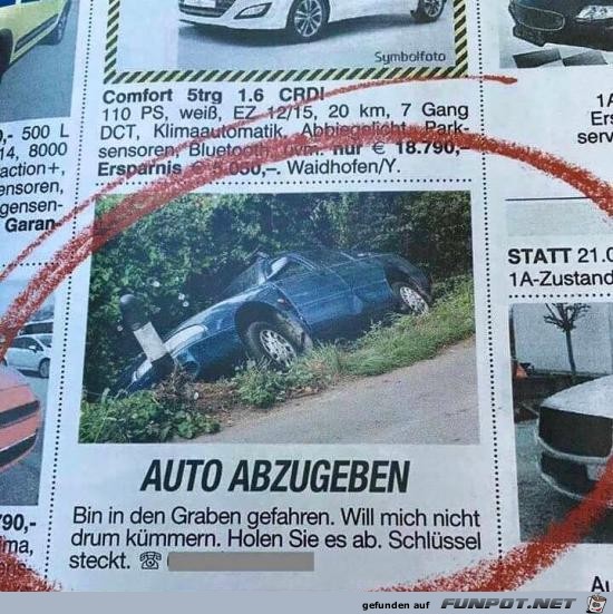 Auto abzugeben..... Auto abzugeben.....