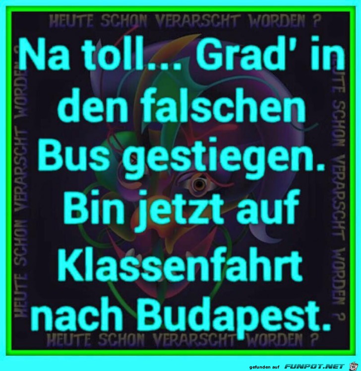 in den falschen Bus gestigen