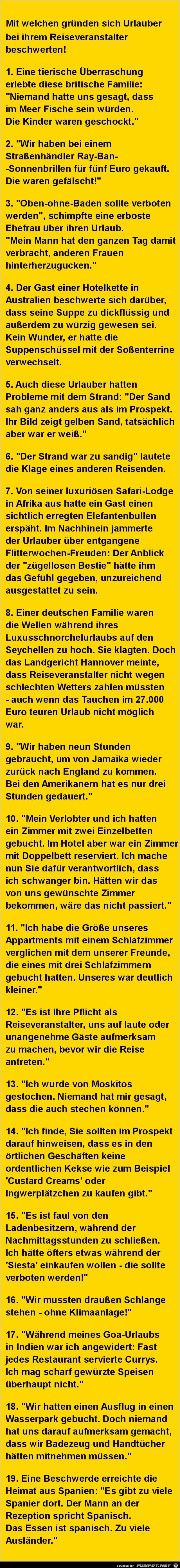 Urlaubs-Reisebeschwerden...... Urlaubs-Reisebeschwerden......