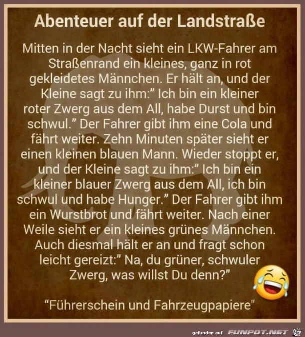 Abendteuer auf der Landstrasse Abendteuer auf der Landstrasse