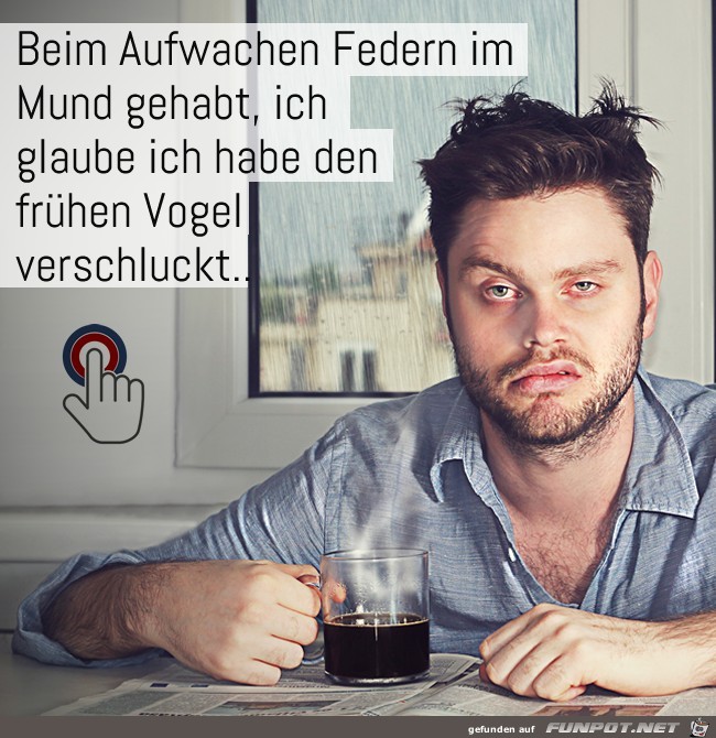 Beim aufwachen Federn im Mund gehabt