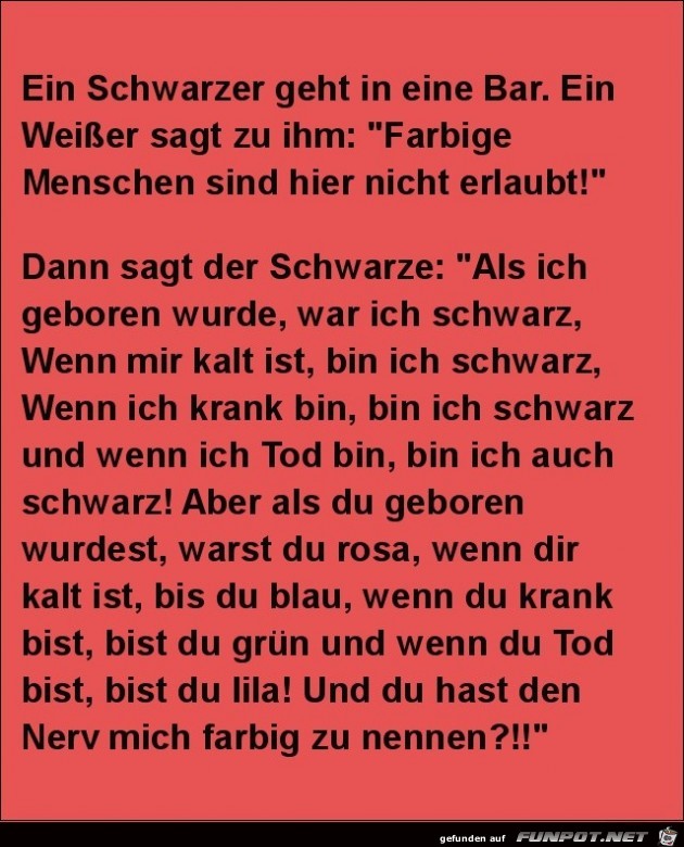 ein Schwarzer geht in eine Bar...... ein Schwarzer geht in eine Bar......