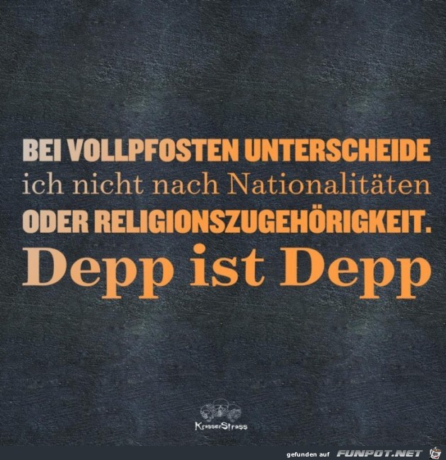 Bei Vollposten unterscheide ich nicht - Depp bleibt Depp Bei Vollposten unterscheide ich nicht - Depp bleibt Depp