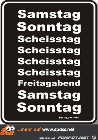 Wochentage: Samstag...