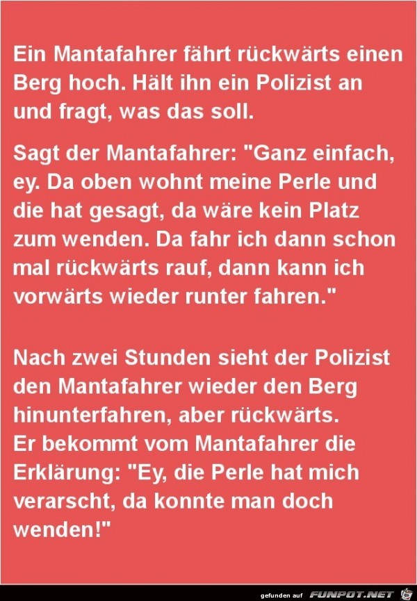 der Mantafahrer...... der Mantafahrer......