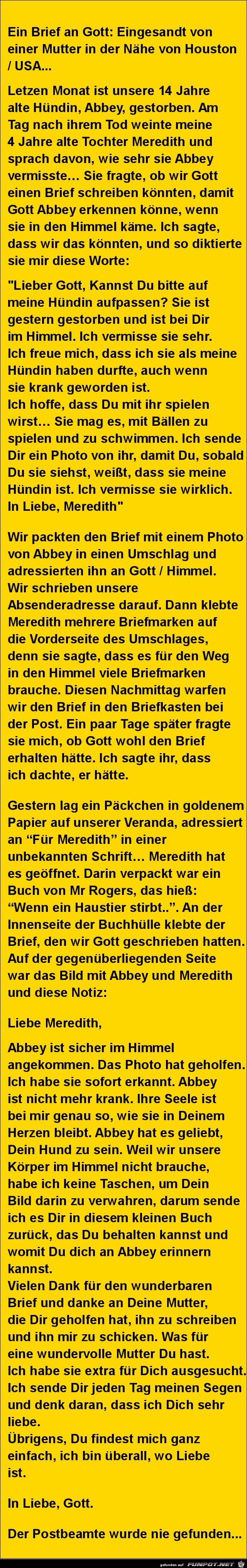 ein Brief an Gott..... ein Brief an Gott.....
