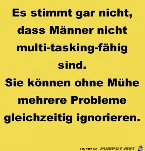 Männer sind nicht multi-tasking-fähig Männer sind nicht multi-tasking-fähig