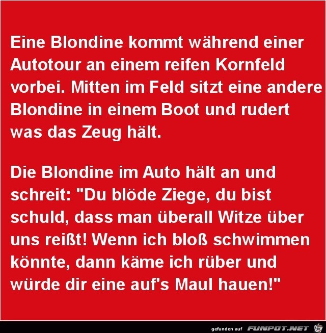 eine Blondine fhrt am Kornfeld vorbei.......