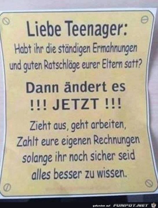 liebe Teenager......